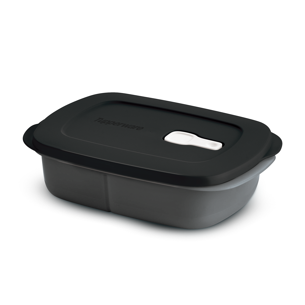 Recipiente para microondas con divisiones Tupperware. Puedes guardar, calentar en el horno de microondas, servir y transportar en el mismo recipiente cualquier alimento.