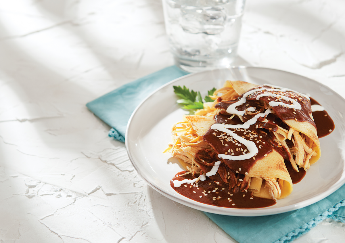 Receta crepas de mole con pollo