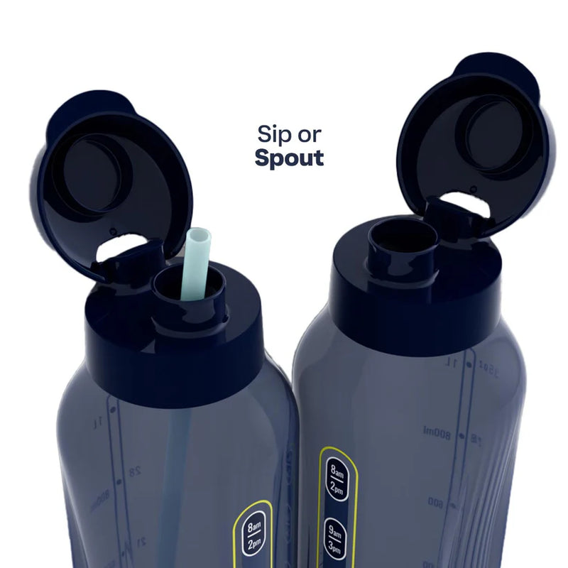 Botella de agua motivacional 1.2 L AQUAVIBE Tupperware con popote flexible