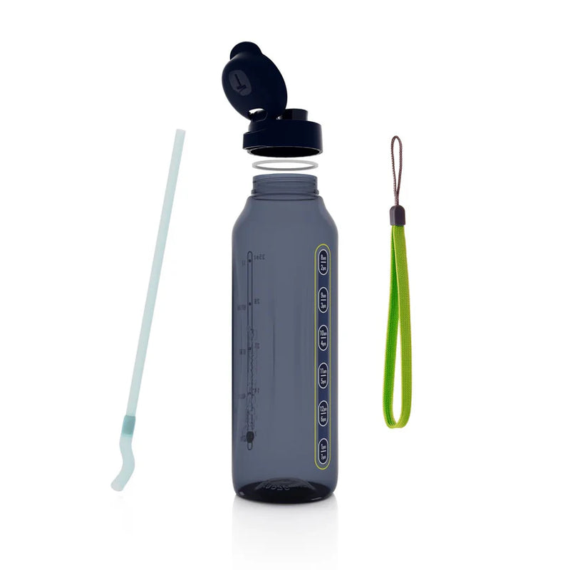Botella de agua motivacional 1.2 L AQUAVIBE Tupperware con popote flexible