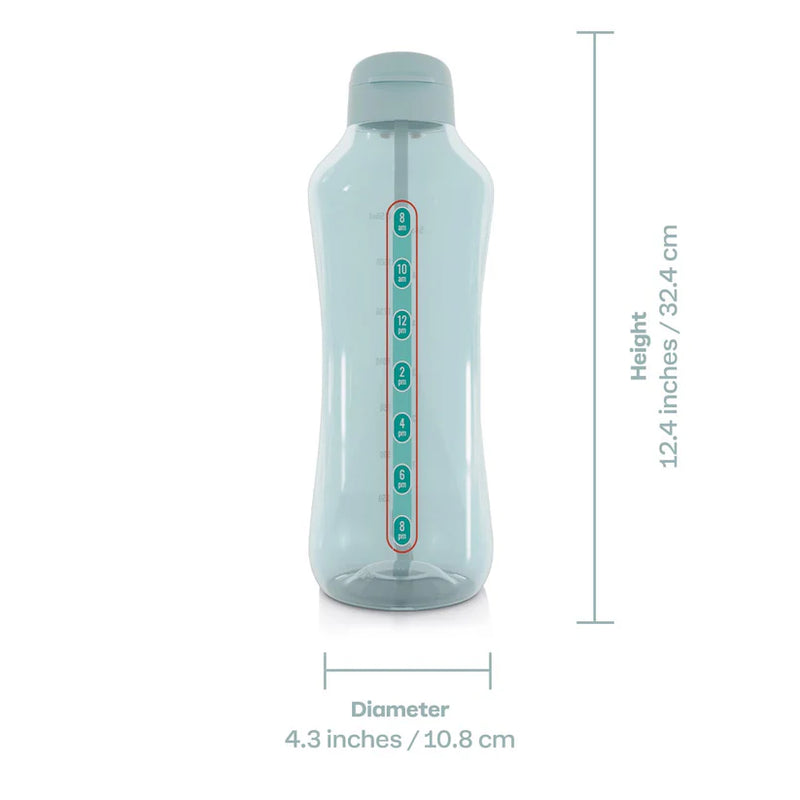 Botella motivacional 2L AQUAVIBE Tupperware Azul Turquesa con popote incluido