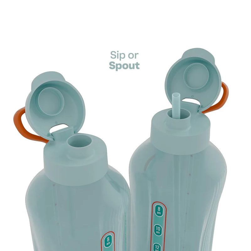 Botella motivacional 2L AQUAVIBE Tupperware Azul Turquesa con popote incluido