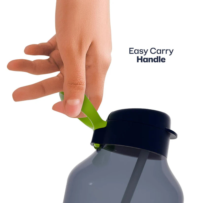 Botella motivacional 2L AQUAVIBE Tupperware Azul Marino tapa 2 en 1