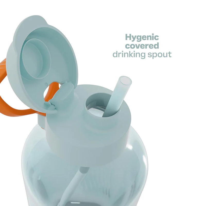 Botella motivacional 2L AQUAVIBE Tupperware Azul Turquesa con popote incluido