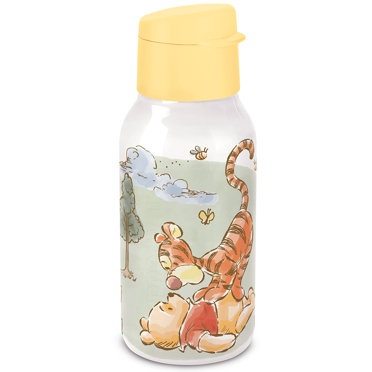 Botella con diseño angosto que cabe en mochilas, bolsas, portavasos del auto.