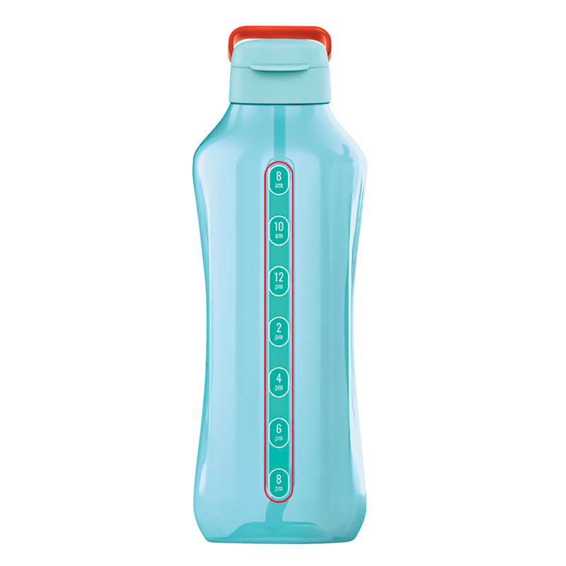 Botella motivacional 2L AQUAVIBE Tupperware Azul Turquesa con popote incluido