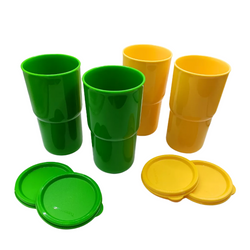 Vasos con tapa Tupperware (4) 350 ml c/u