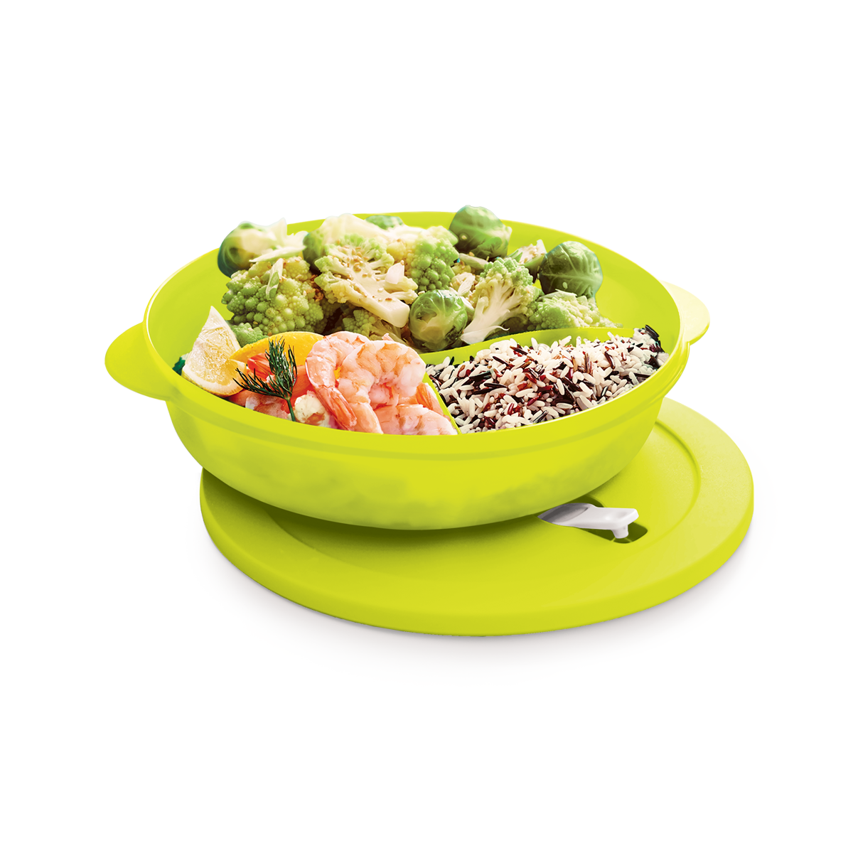 Plato con divisiones para microondas Tupperware 825ml.