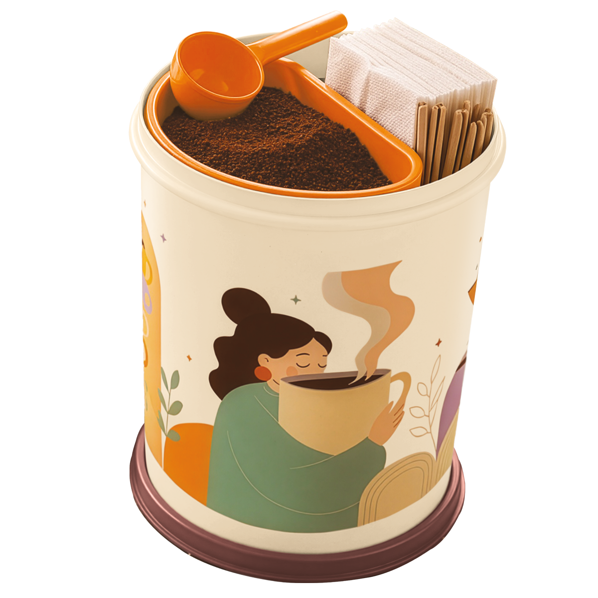 Recipiente de gran capacidad para guardar: el inserto doble para guardar café y filtros de cafetera. Incluye cuchara y sello hermético que mantiene la frescura