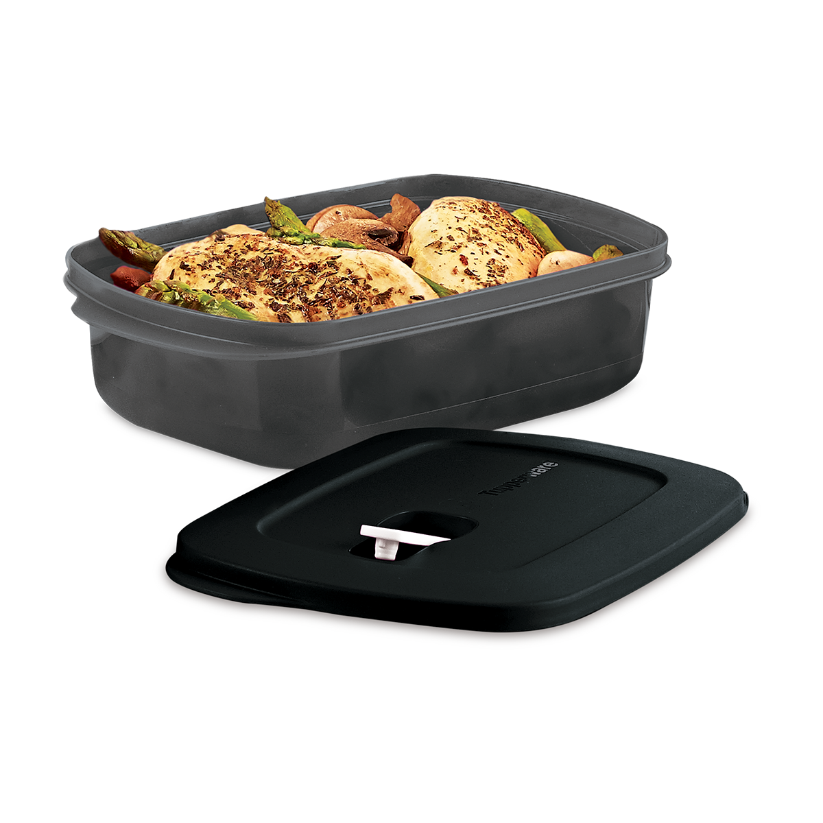 Recipiente para recalentar alimentos en el microondas. 