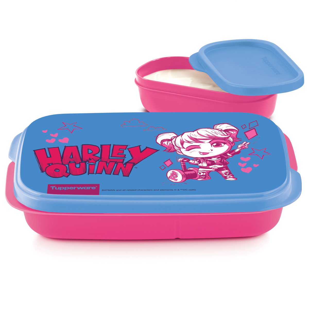 Recipientes para lunch Tupperware 2 pzs 700ml y 132ml Harley Quinn