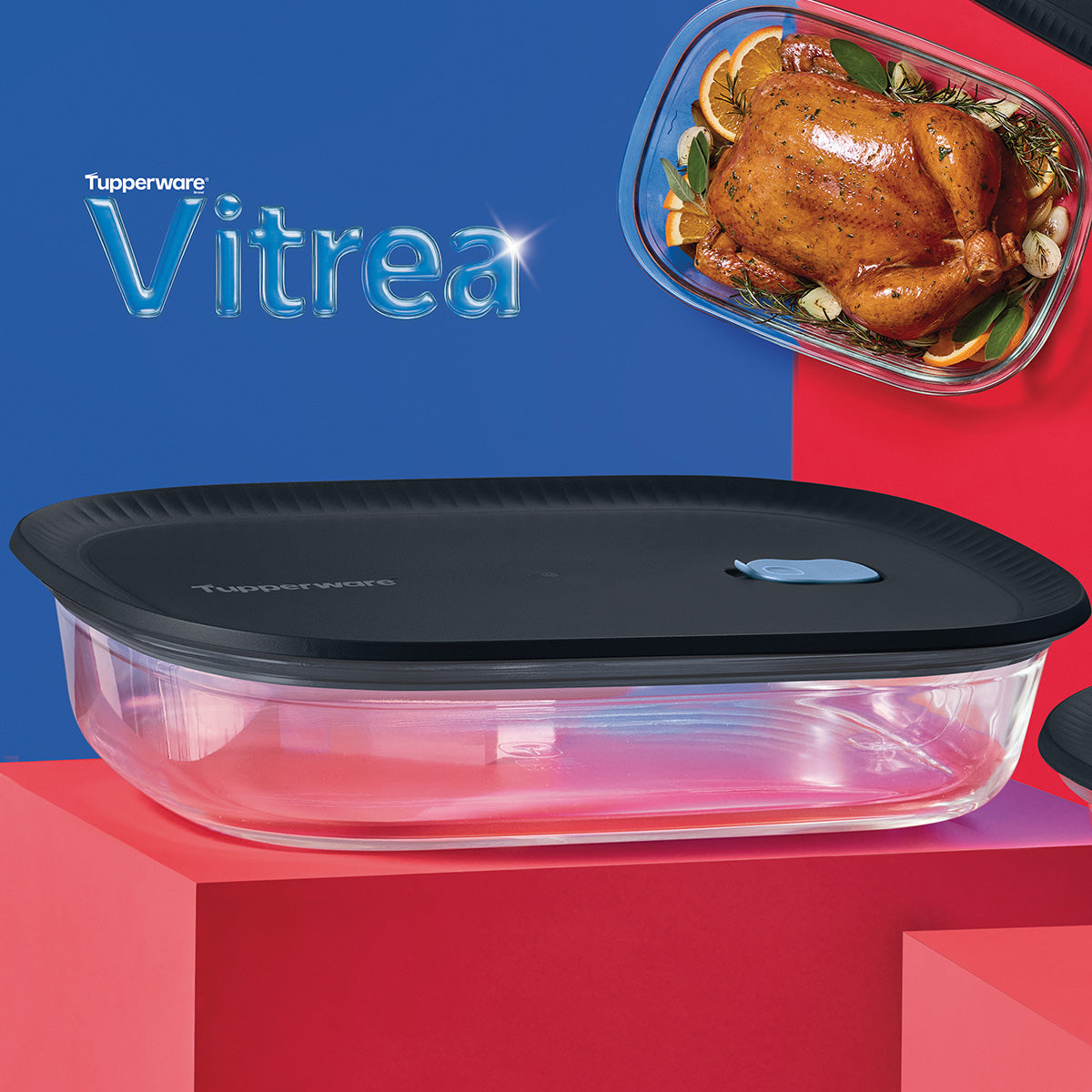 Vidrio de borosiliato, resiste desde -25°C hasta + 300°C Usa en el congelador, refrigerador, horno eléctrico y convencional, así como air fryer y microondas.