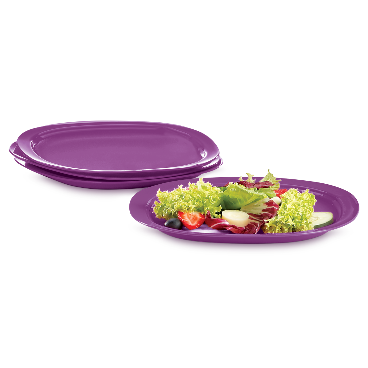 Set de 4 platos para servir en la mesa. Mientras no los usas almacena ocupando poco espacio apilando uno sobre otro. Platos chicos para servir toda clase de platillos en la mesa. Sirve directo en la mesa . Evita cortar sobre estos con cubiertos filosos. Medidas: 24 cm x 24 cm 