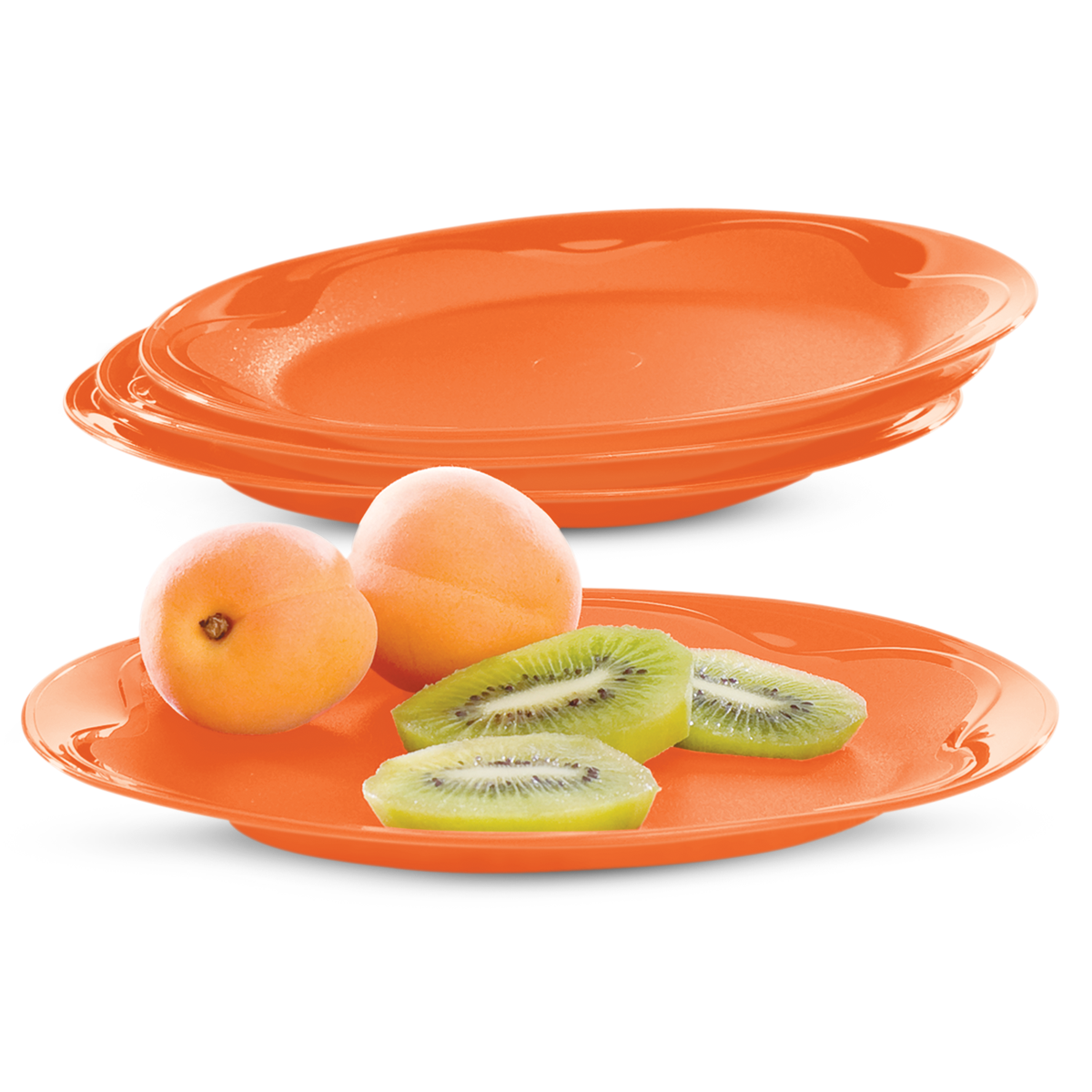 Come tus comidas favoritas en estos originales platos con diseño en ondas para una apariencia diferente. . Material rígido de alta densidad con textura lisa lo cual facilita el lavado.. para servir toda clase de recetas frías o calientes. Ahorran espacio de almacenamiento gracias a su diseño que los hace apilables. Lavar con esponja suave  y agua jabonosa.. 27.5 cm (c/u)