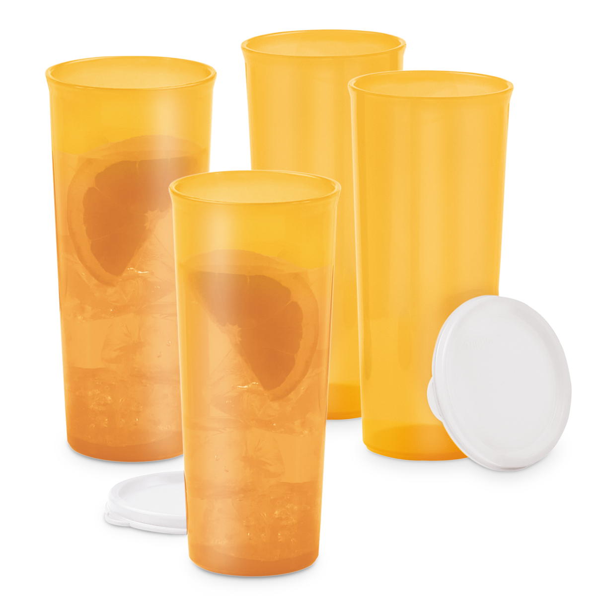 Bebe tus bebidas favoritas . Vasos para uso en interiores y exteriores.. Bebe tus bebidas favoritas  en este set de 4 prácticos vasos con tapa incluida . Cada uno cuenta con una tapa para sellar y llevar sin riesgo a derrames a donde vayas. lavar con esponja suave. Capacidad: 470 ml c/u