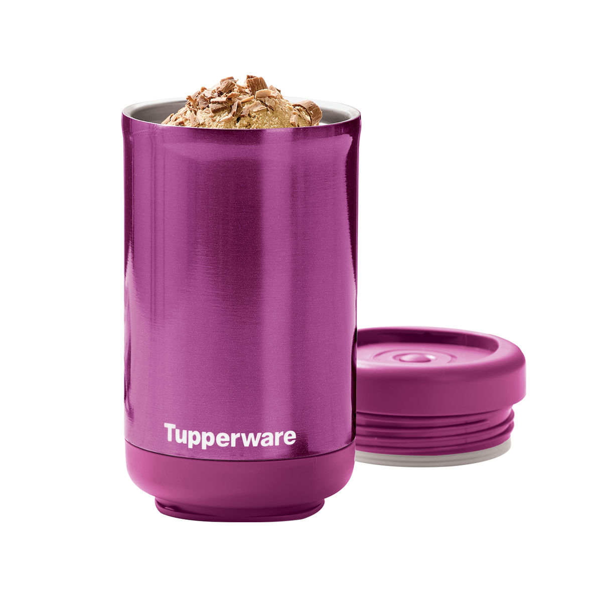 Simplifica tu vida y lleva tu Termo Lunch Tupperware® a todos lados, un termo metálico que te ayuda a transportar de manera práctica y sencilla alimentos fríos o calientes.