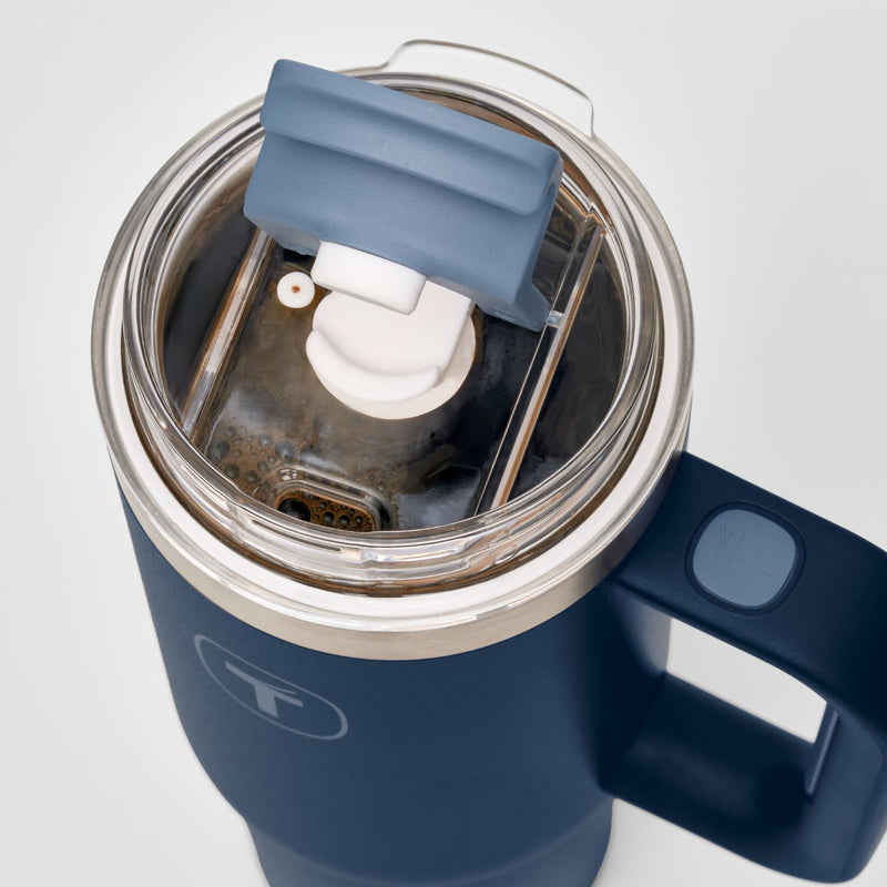Termo para Agua cafe o te Tupperware Big T 1.1L Frio Caliente Anti derrames Azul