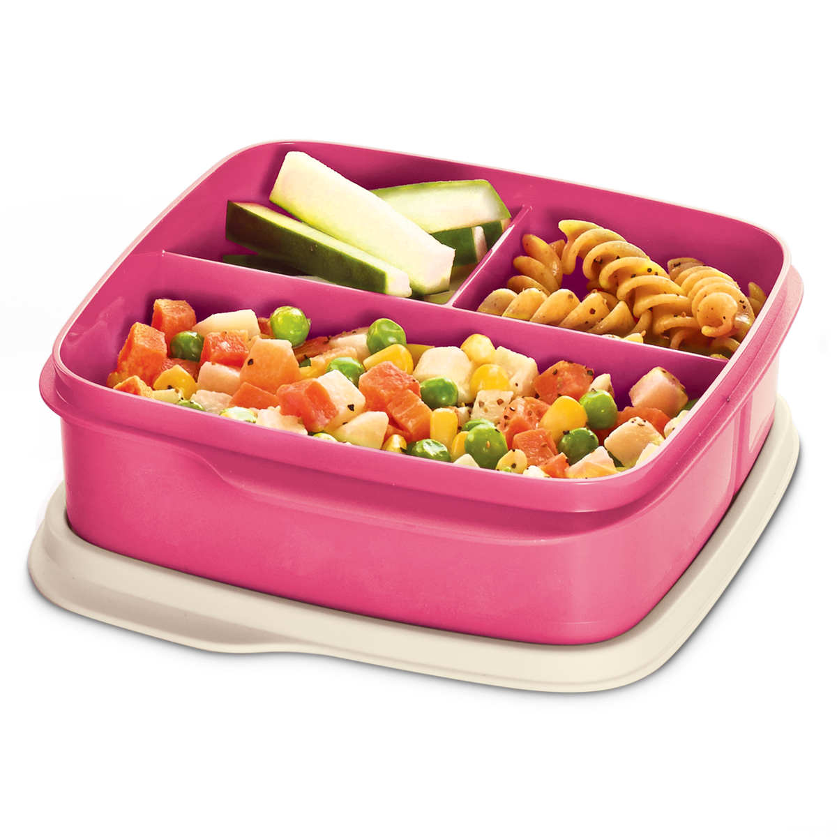 Tupper Para Lunch C/ 3 Divisiones 550 ml Tupperware Rosa
