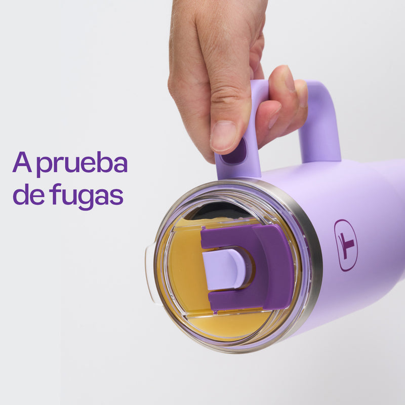 Termo para Agua cafe o te Tupperware Big T 1.1L Frio Caliente Anti derrames Morado